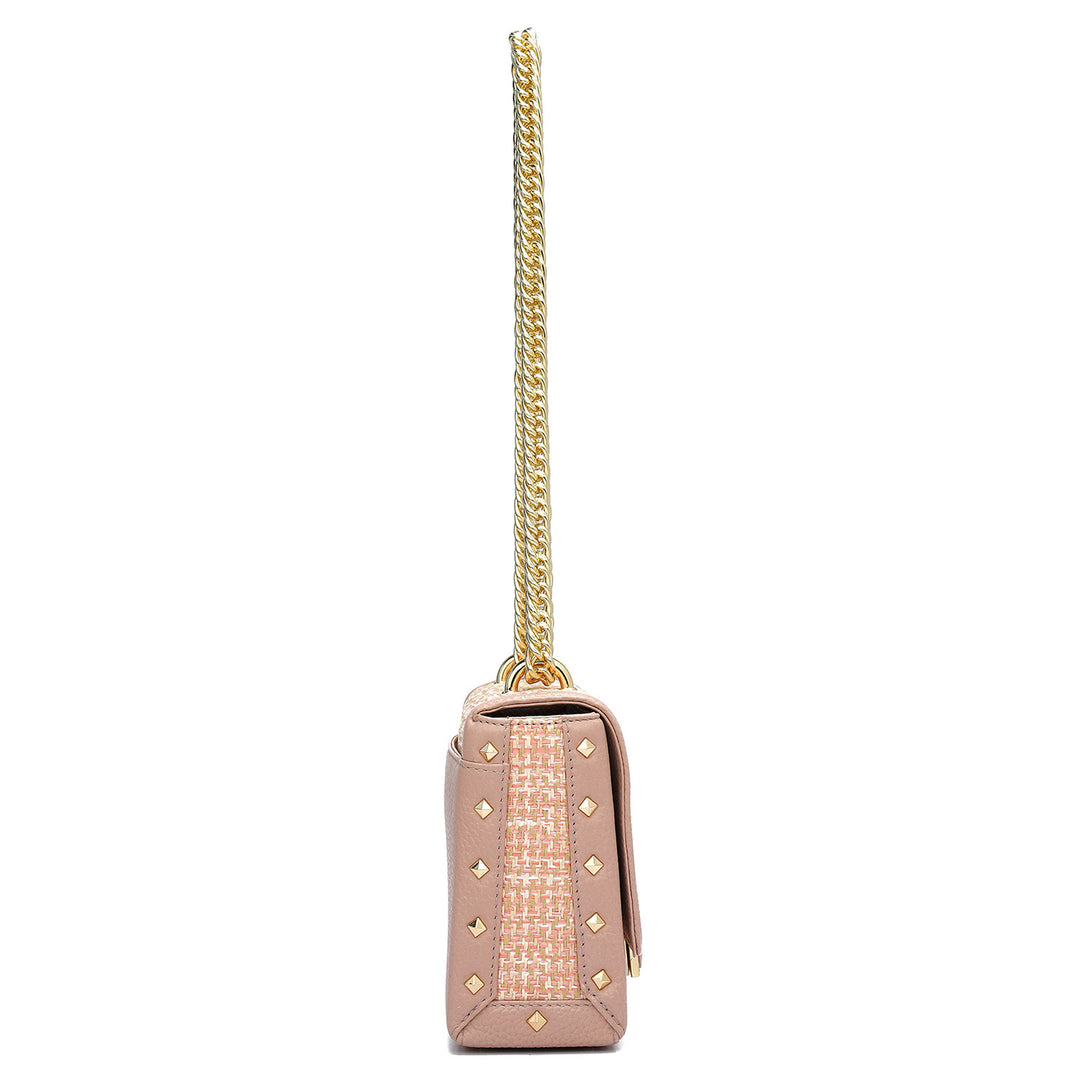 Small Canvas Wax Leather Shoulder Bag - Baby Pink