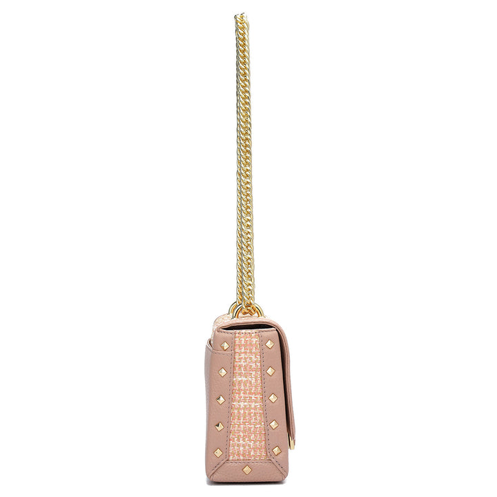 Small Canvas Wax Leather Shoulder Bag - Baby Pink