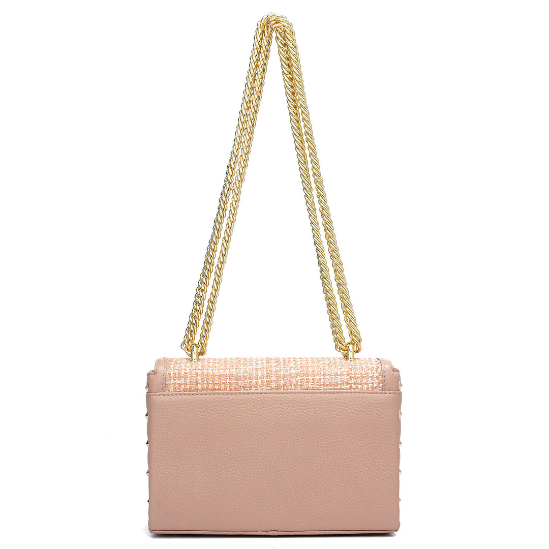 Small Canvas Wax Leather Shoulder Bag - Baby Pink