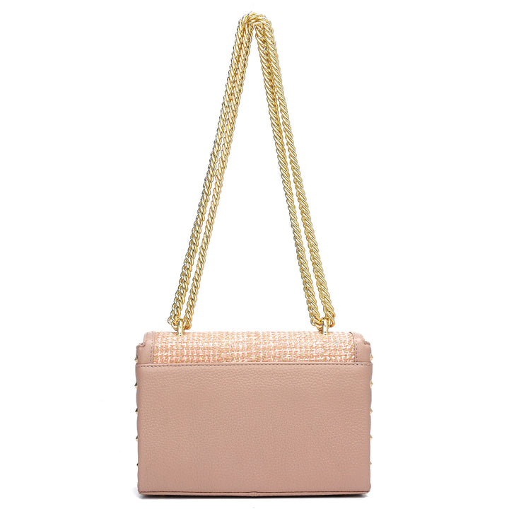 Small Canvas Wax Leather Shoulder Bag - Baby Pink