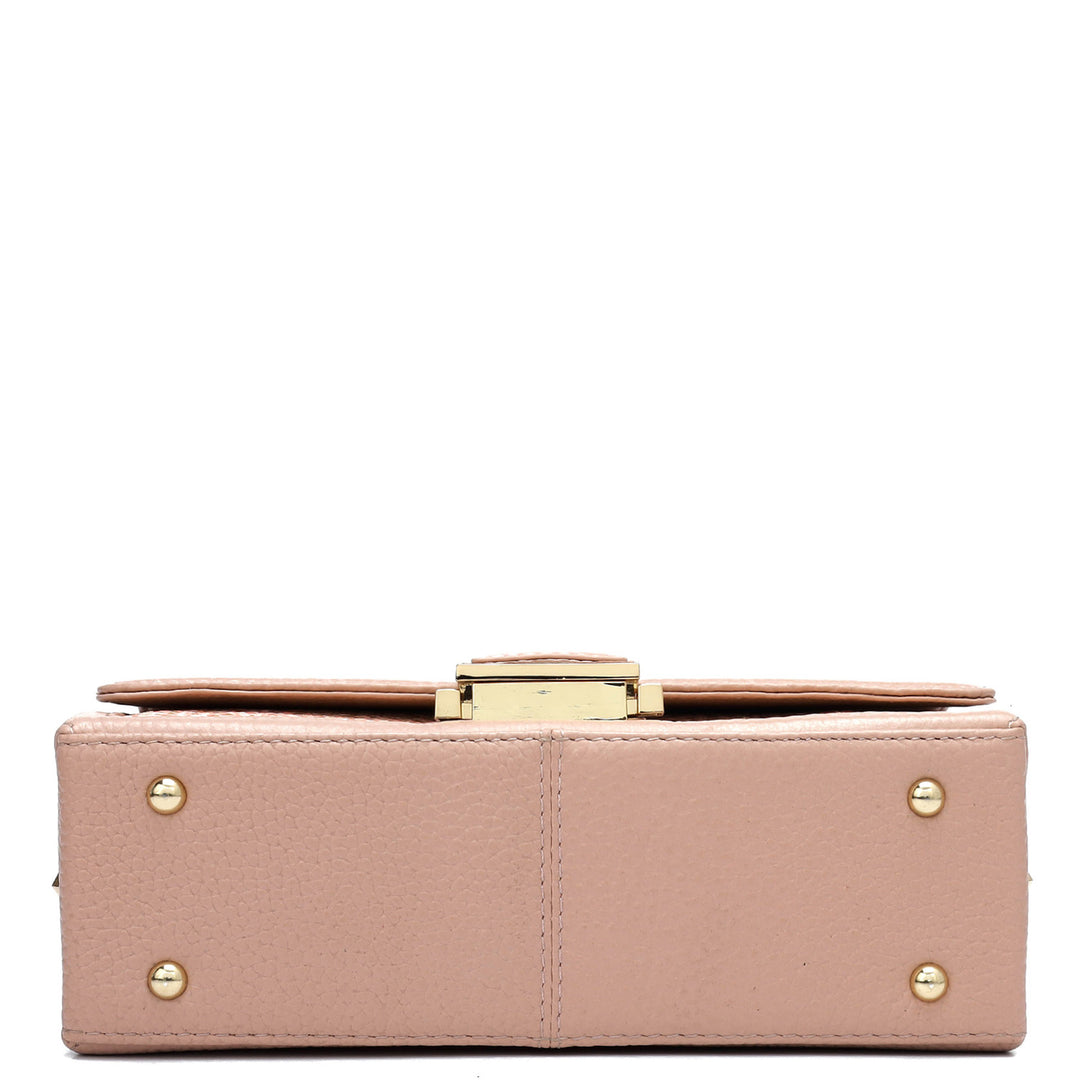Small Canvas Wax Leather Shoulder Bag - Baby Pink