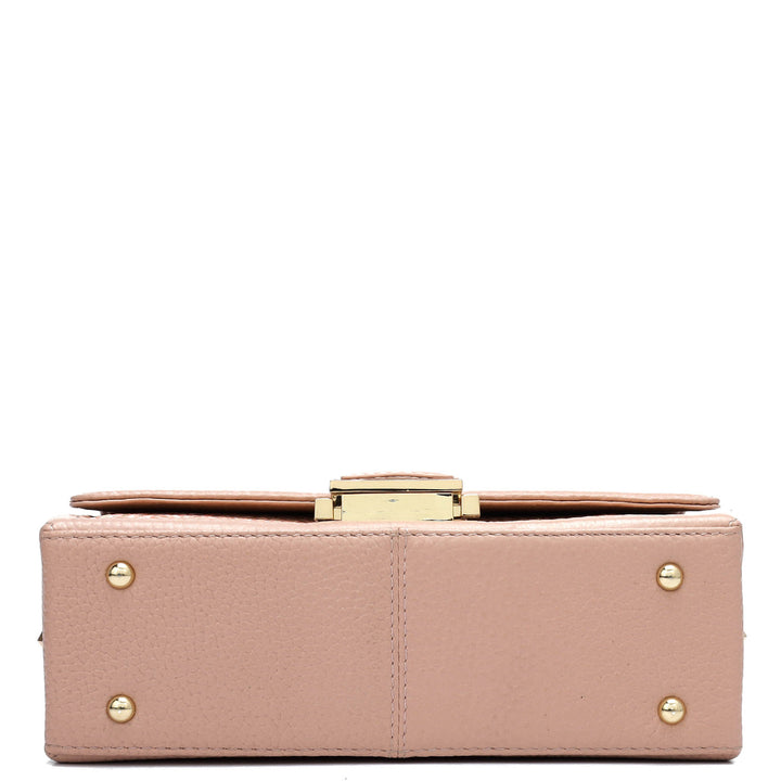 Small Canvas Wax Leather Shoulder Bag - Baby Pink