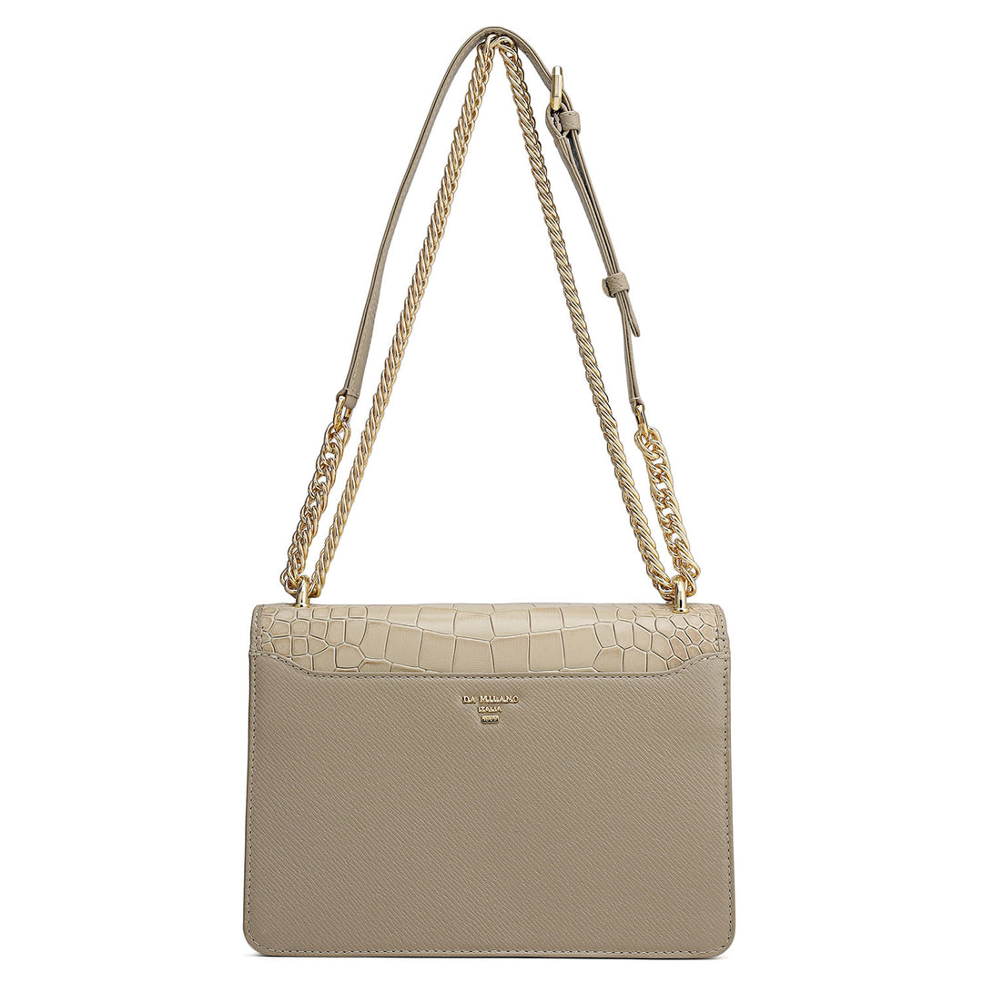 Small Croco Franzy Leather Shoulder Bag - Frost