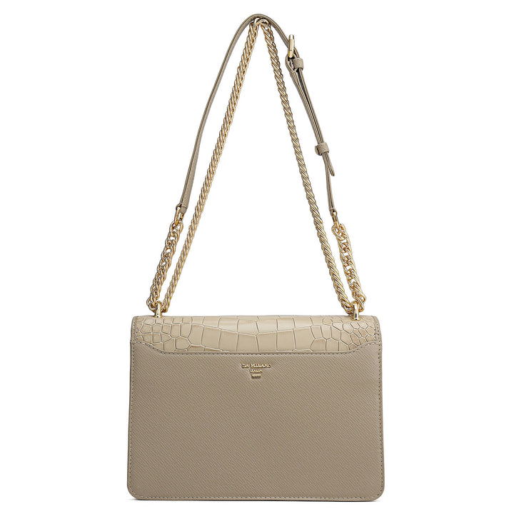 Small Croco Franzy Leather Shoulder Bag - Frost