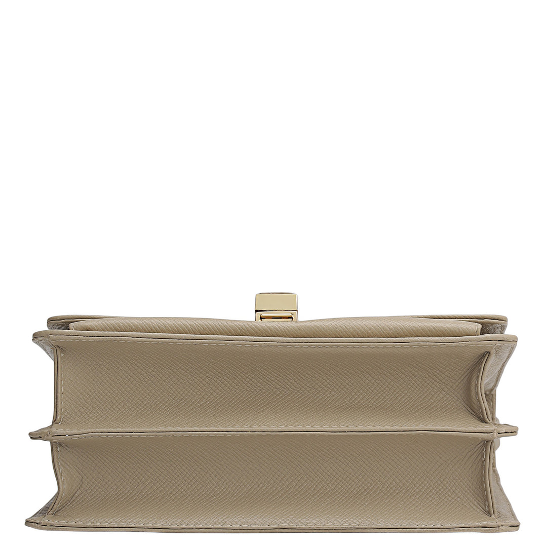 Small Croco Franzy Leather Shoulder Bag - Frost