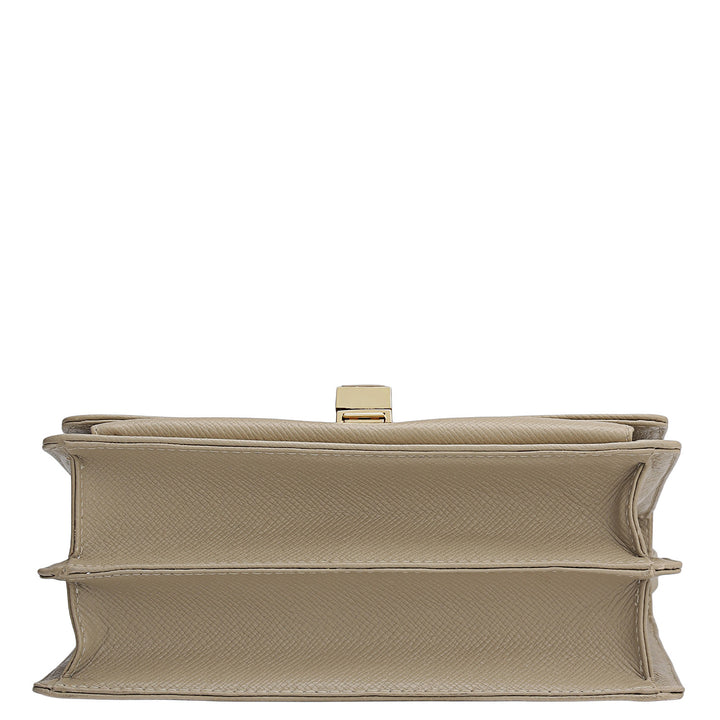 Small Croco Franzy Leather Shoulder Bag - Frost