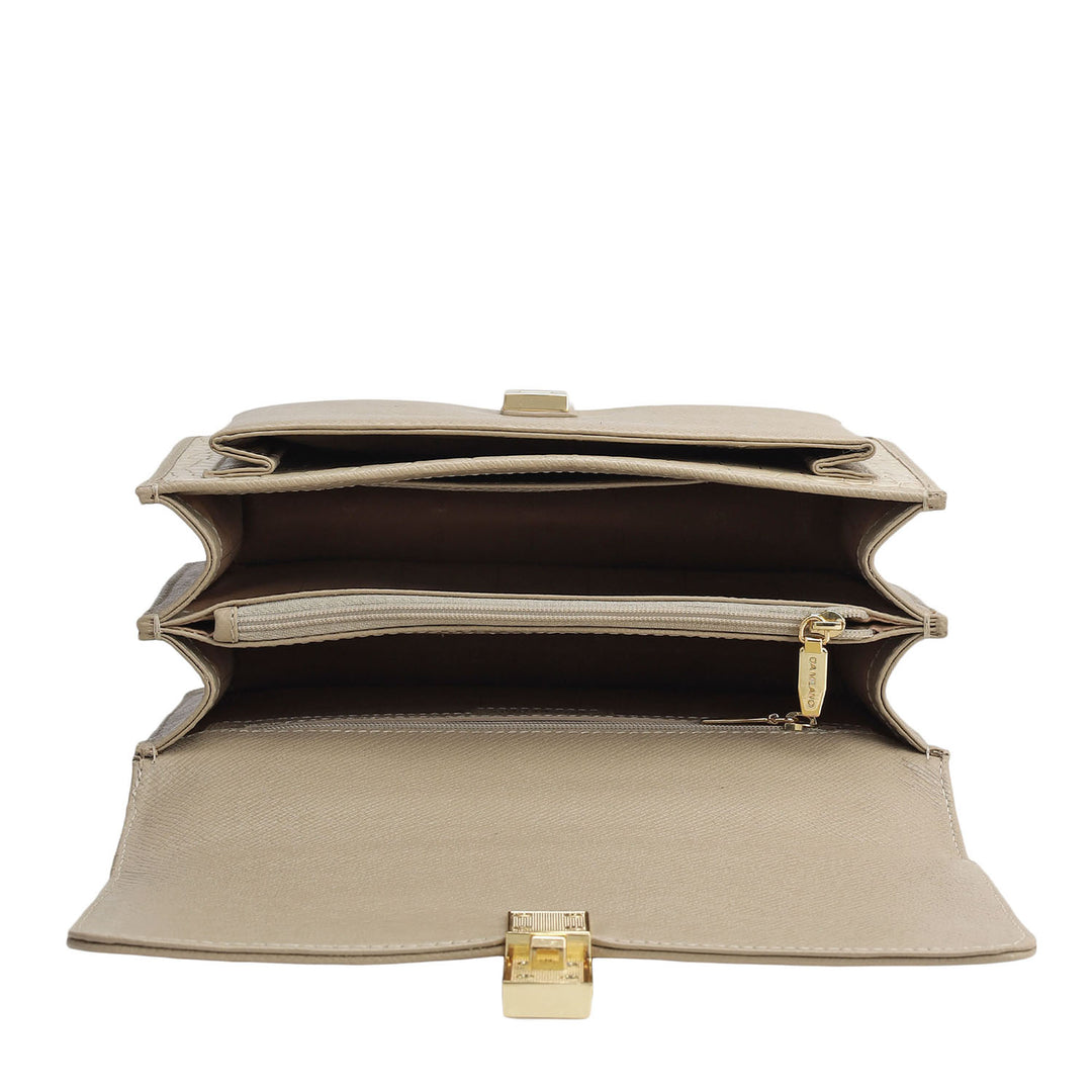 Small Croco Franzy Leather Shoulder Bag - Frost