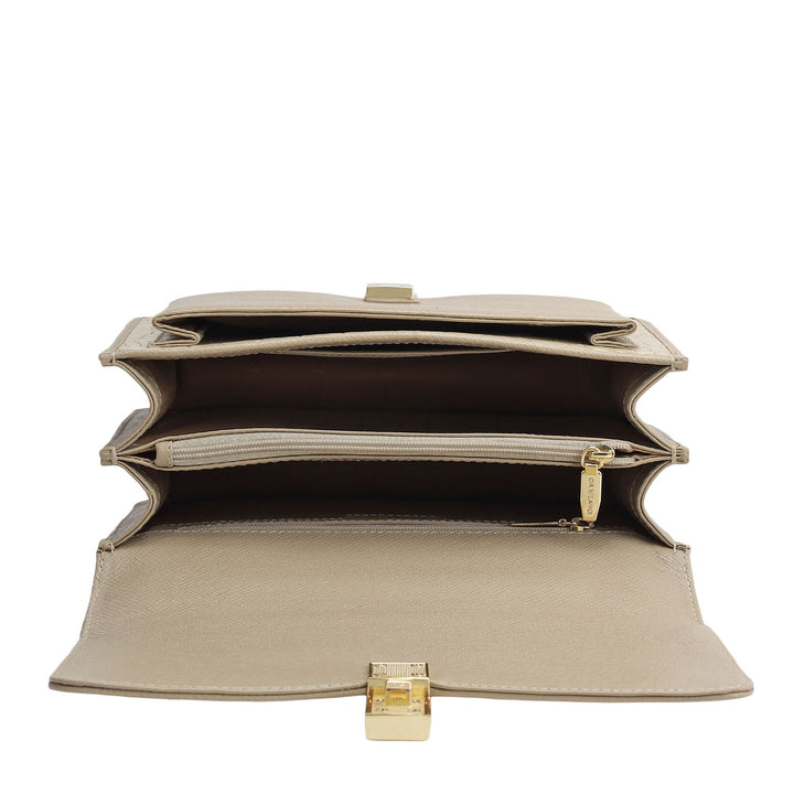 Small Croco Franzy Leather Shoulder Bag - Frost