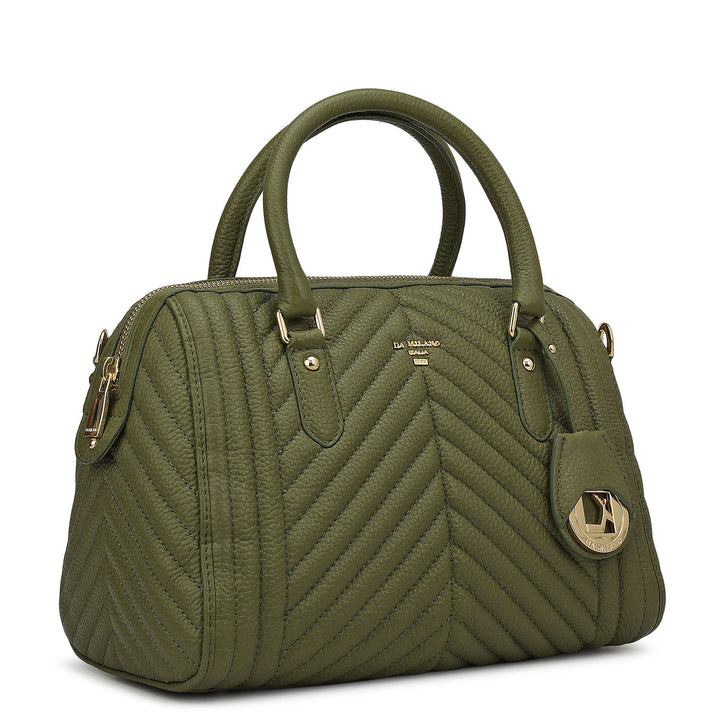 Medium Quilting Leather Satchel - Fern