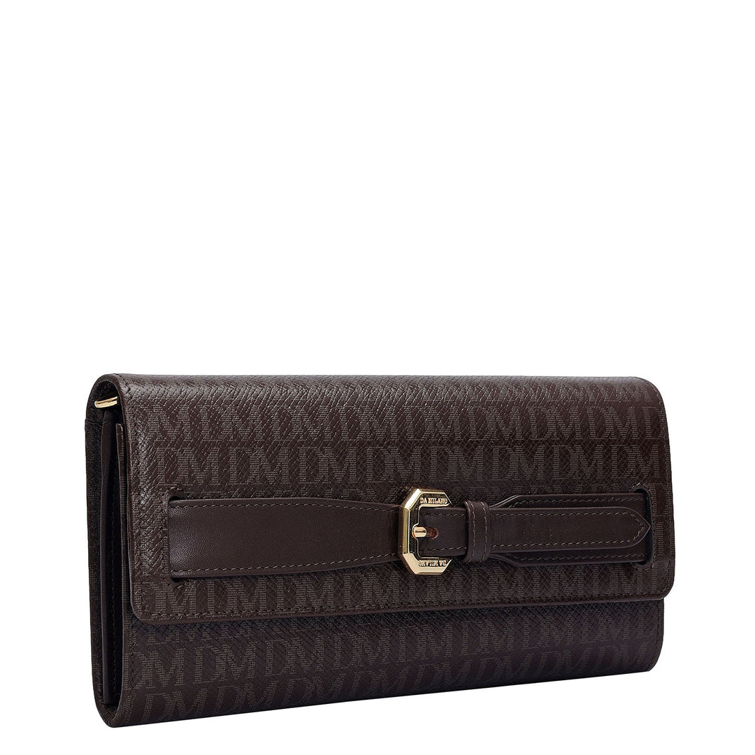 Monogram Leather Ladies Wallet - Chocolate