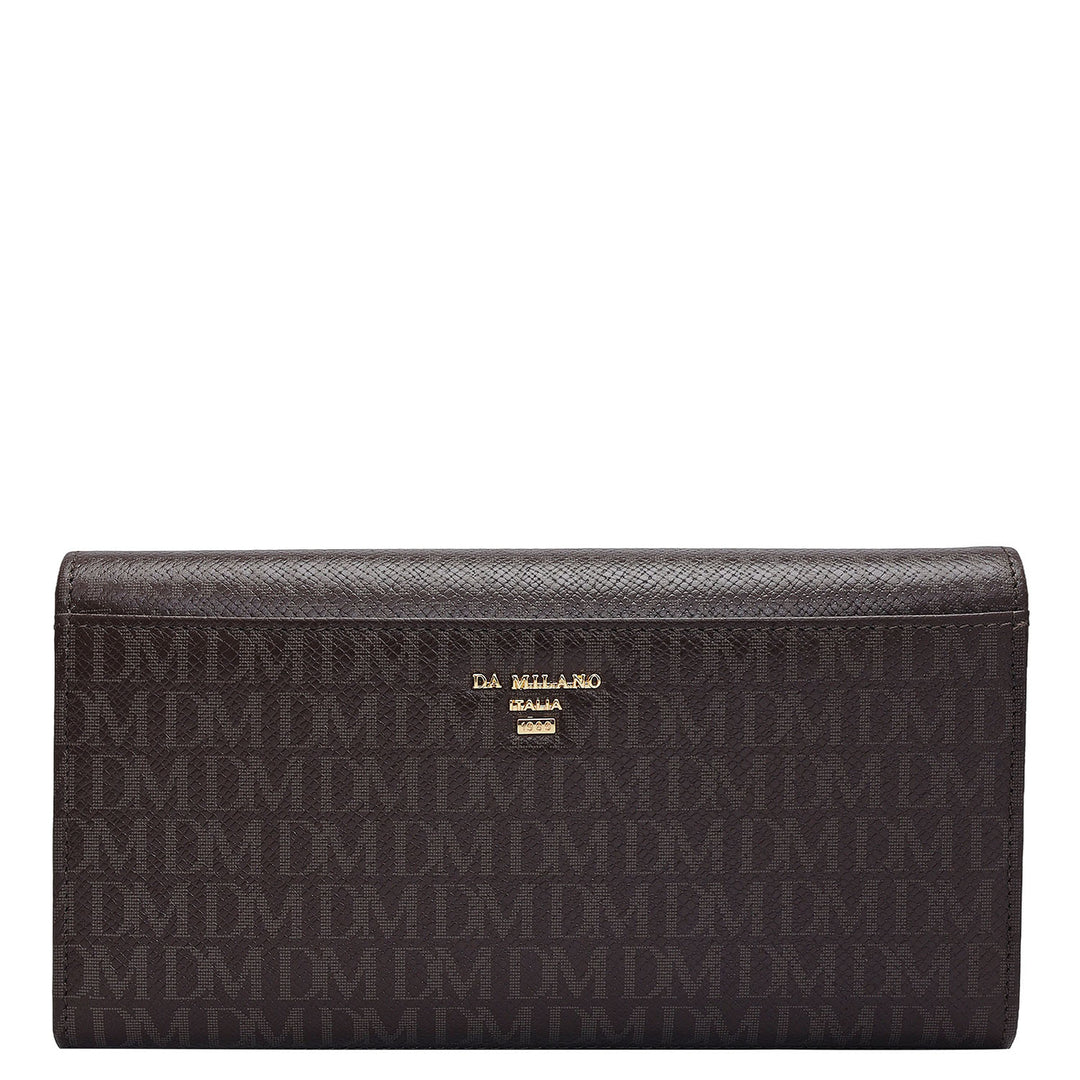 Monogram Leather Ladies Wallet - Chocolate