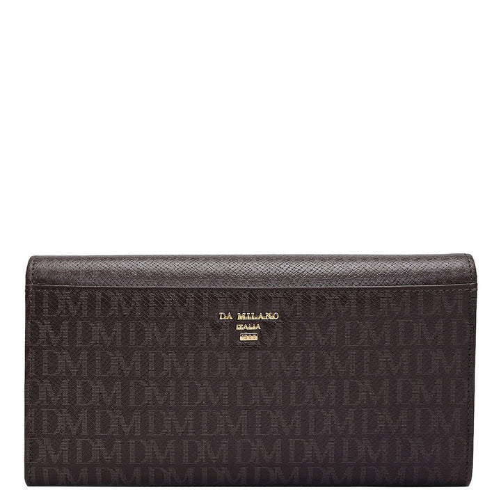 Monogram Leather Ladies Wallet - Chocolate