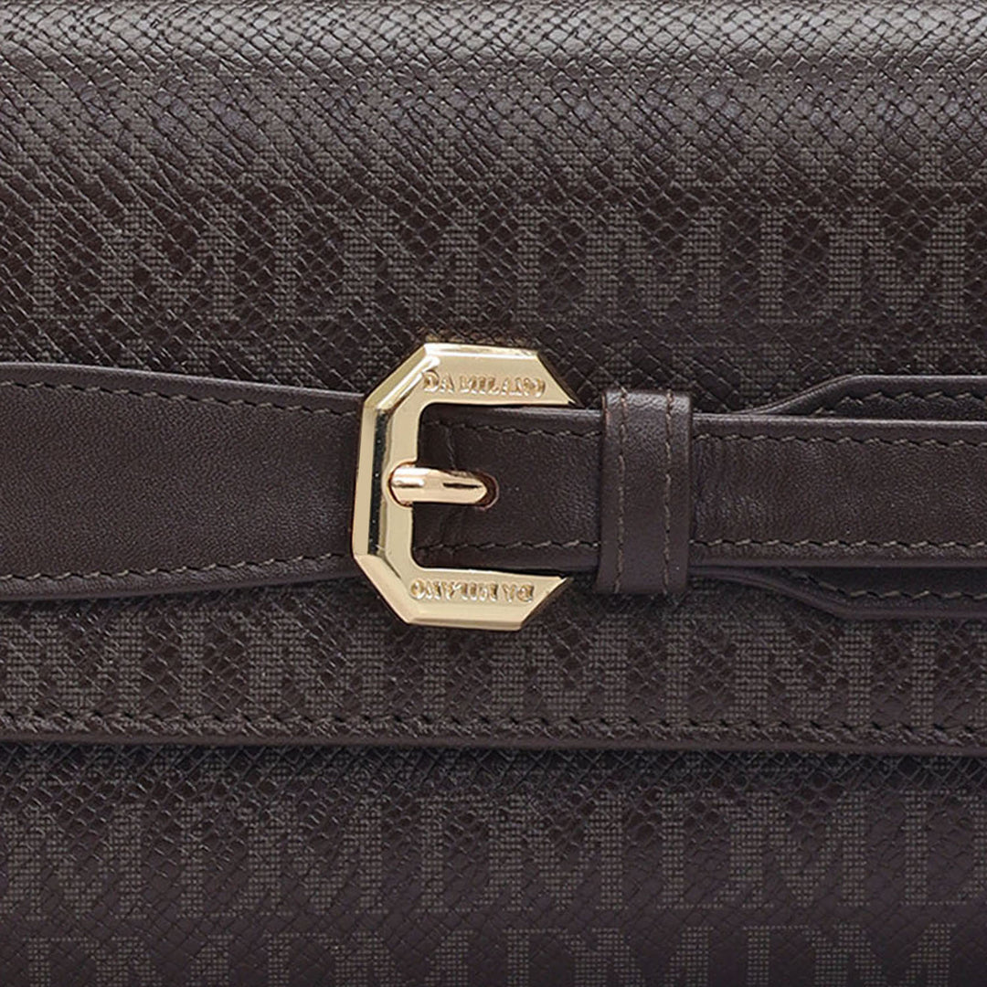 Monogram Leather Ladies Wallet - Chocolate