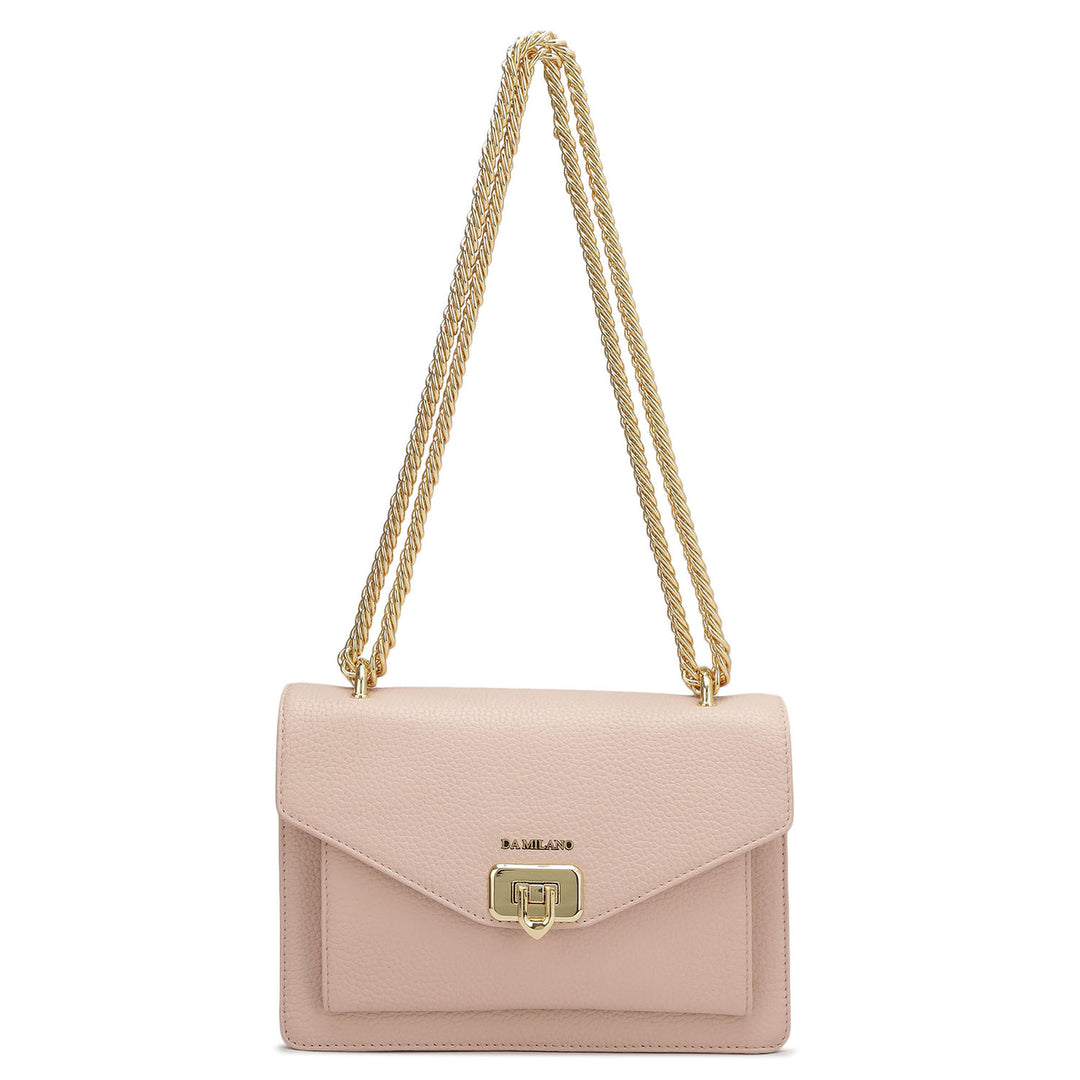 Small Wax Leather Shoulder Bag - Baby Pink