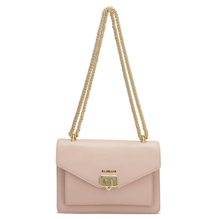 Small Wax Leather Shoulder Bag - Baby Pink