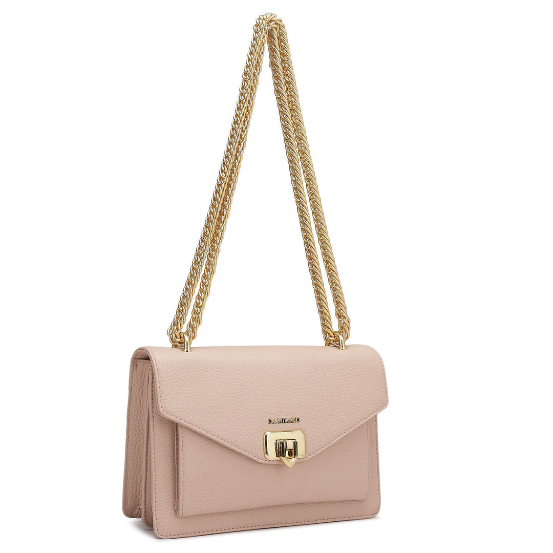 Small Wax Leather Shoulder Bag - Baby Pink
