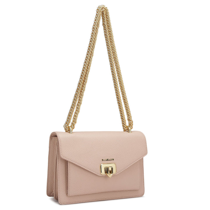 Small Wax Leather Shoulder Bag - Baby Pink