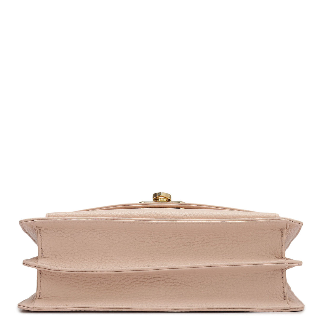 Small Wax Leather Shoulder Bag - Baby Pink