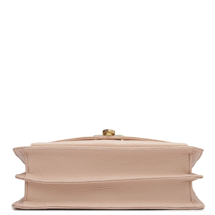 Small Wax Leather Shoulder Bag - Baby Pink