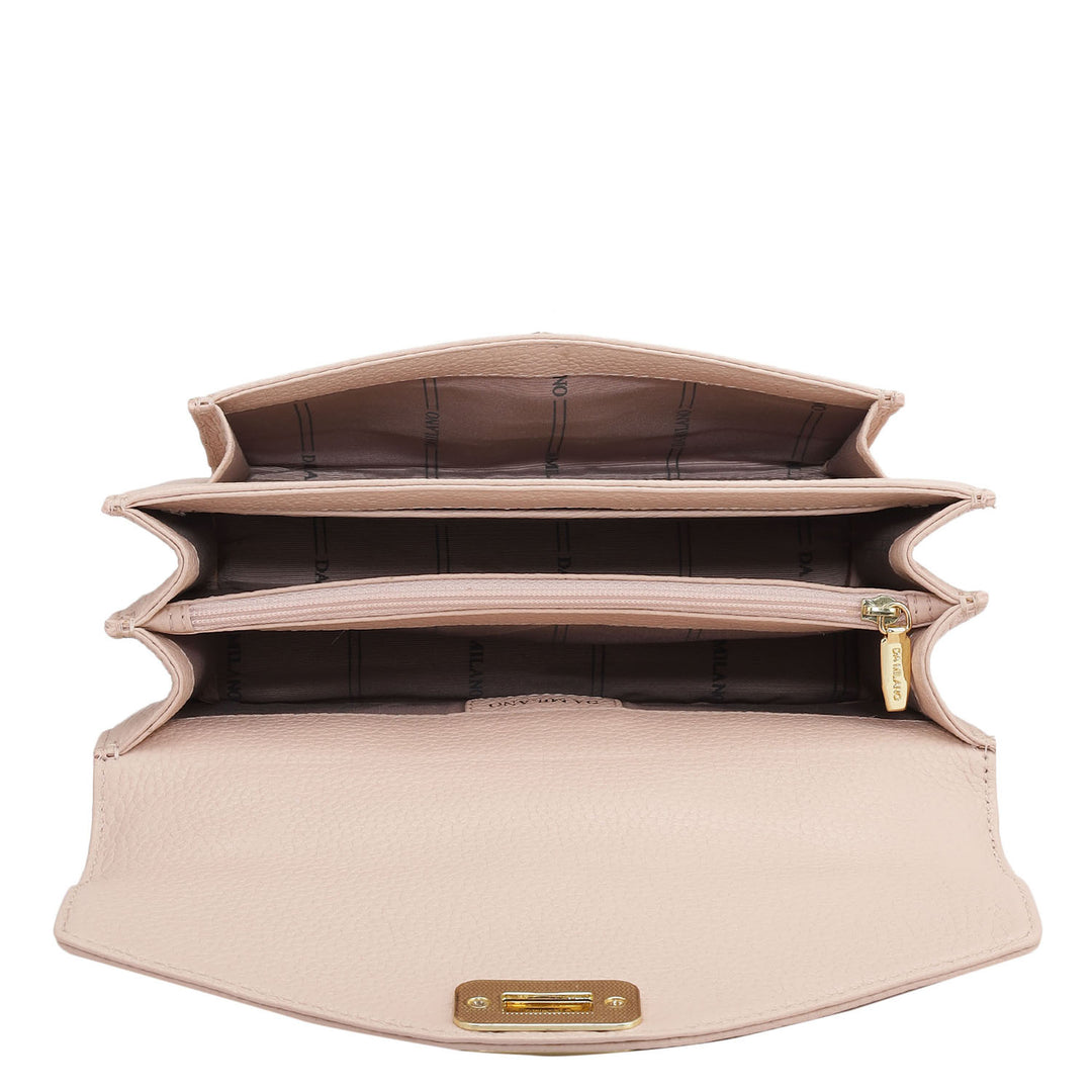 Small Wax Leather Shoulder Bag - Baby Pink