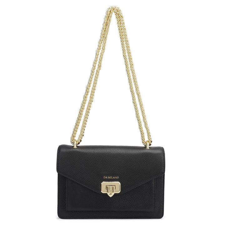 Small Wax Leather Shoulder Bag - Black