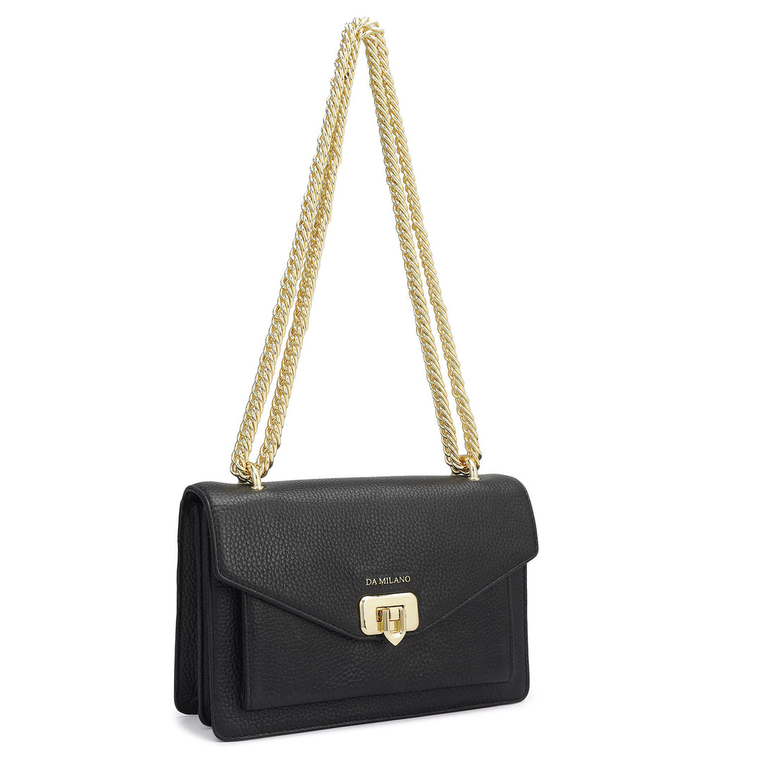 Small Wax Leather Shoulder Bag - Black