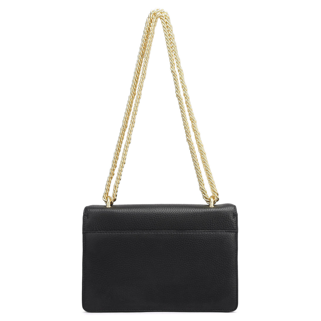 Small Wax Leather Shoulder Bag - Black