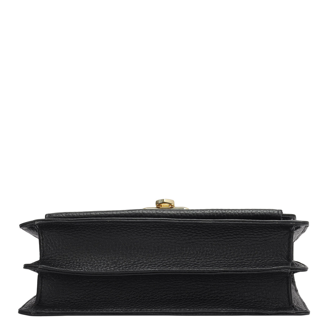 Small Wax Leather Shoulder Bag - Black