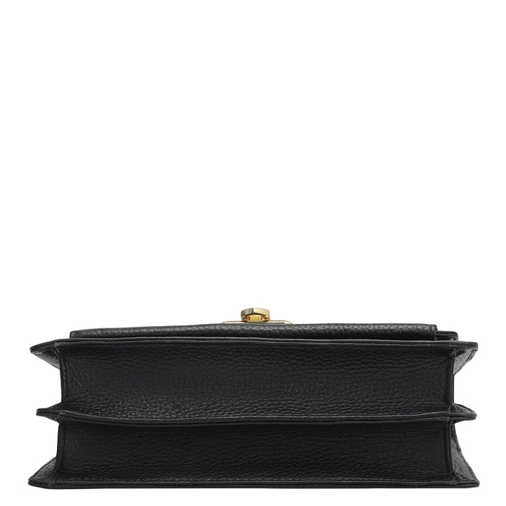 Small Wax Leather Shoulder Bag - Black