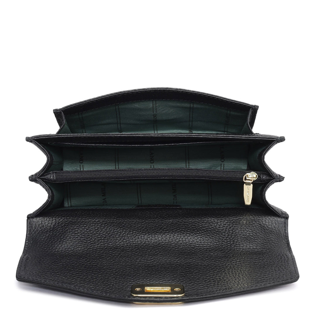 Small Wax Leather Shoulder Bag - Black