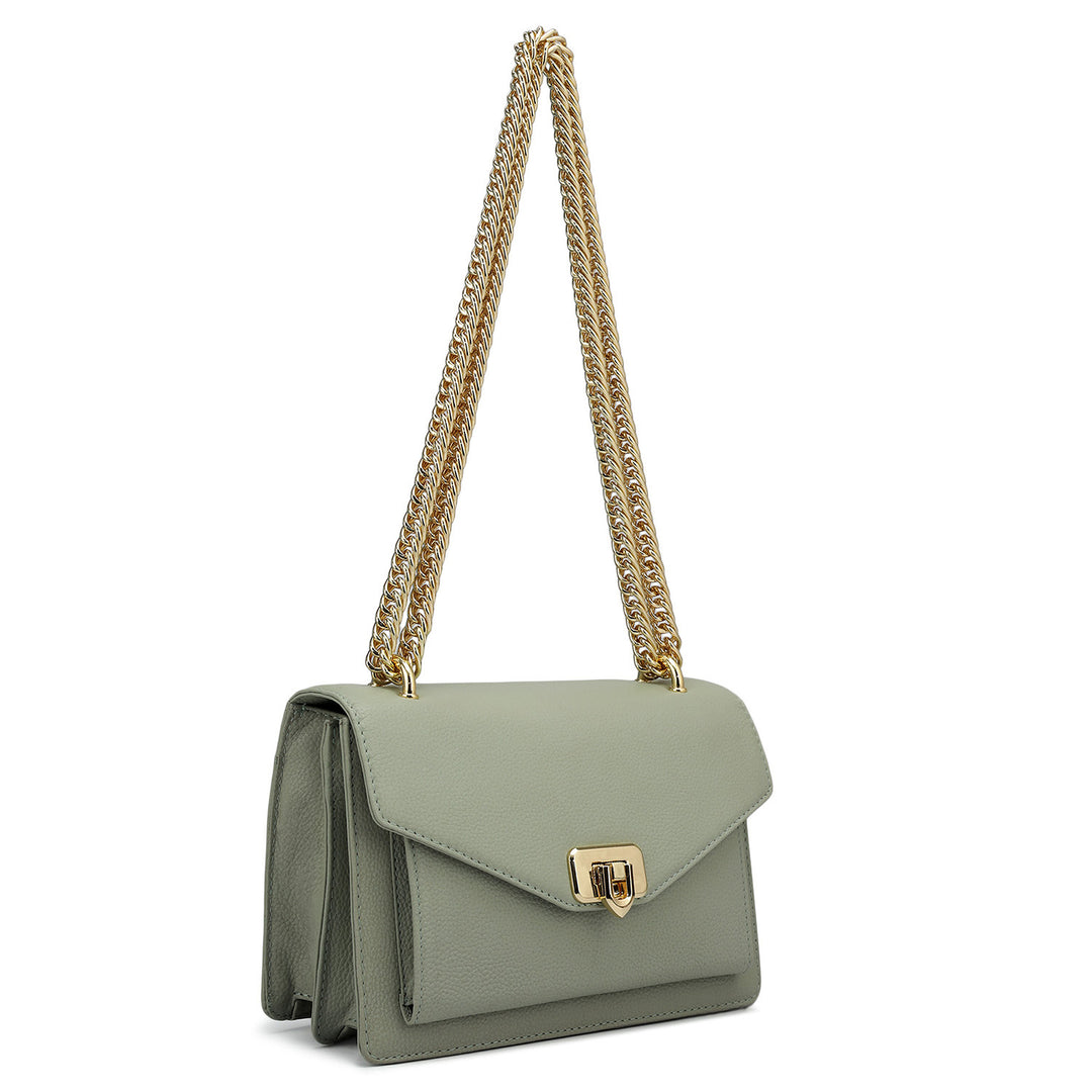 Small Wax Leather Shoulder Bag - Mint