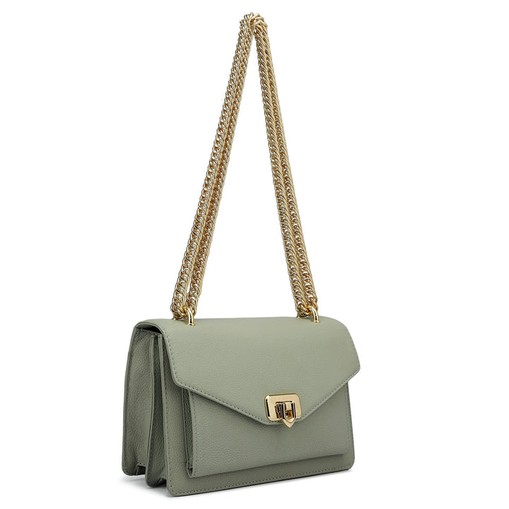 Small Wax Leather Shoulder Bag - Mint