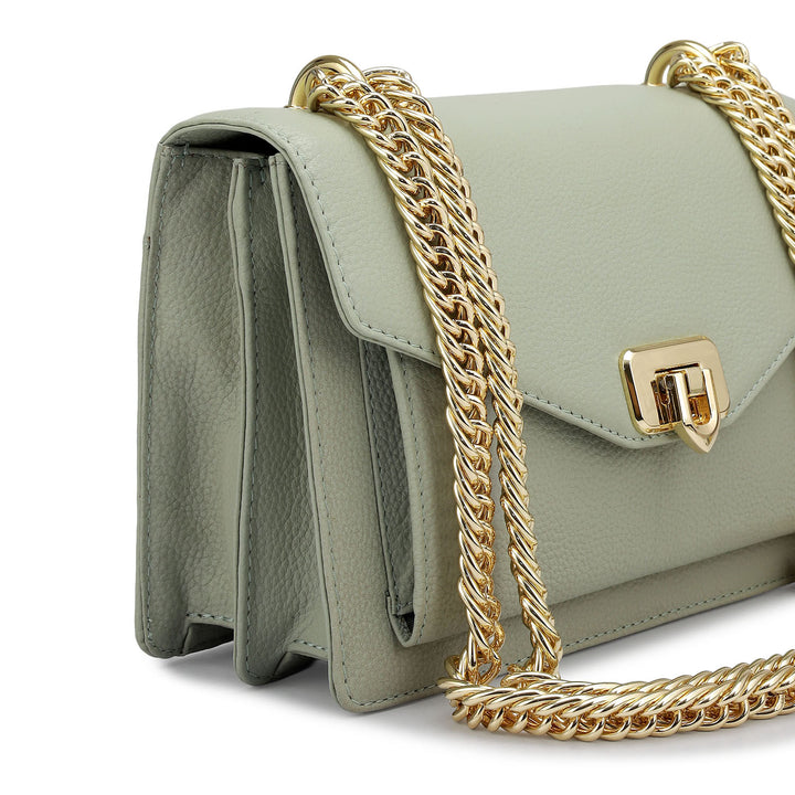 Small Wax Leather Shoulder Bag - Mint