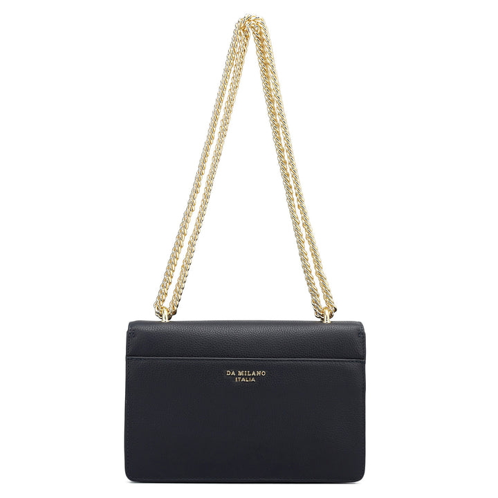 Small Wax Leather Shoulder Bag - Navy