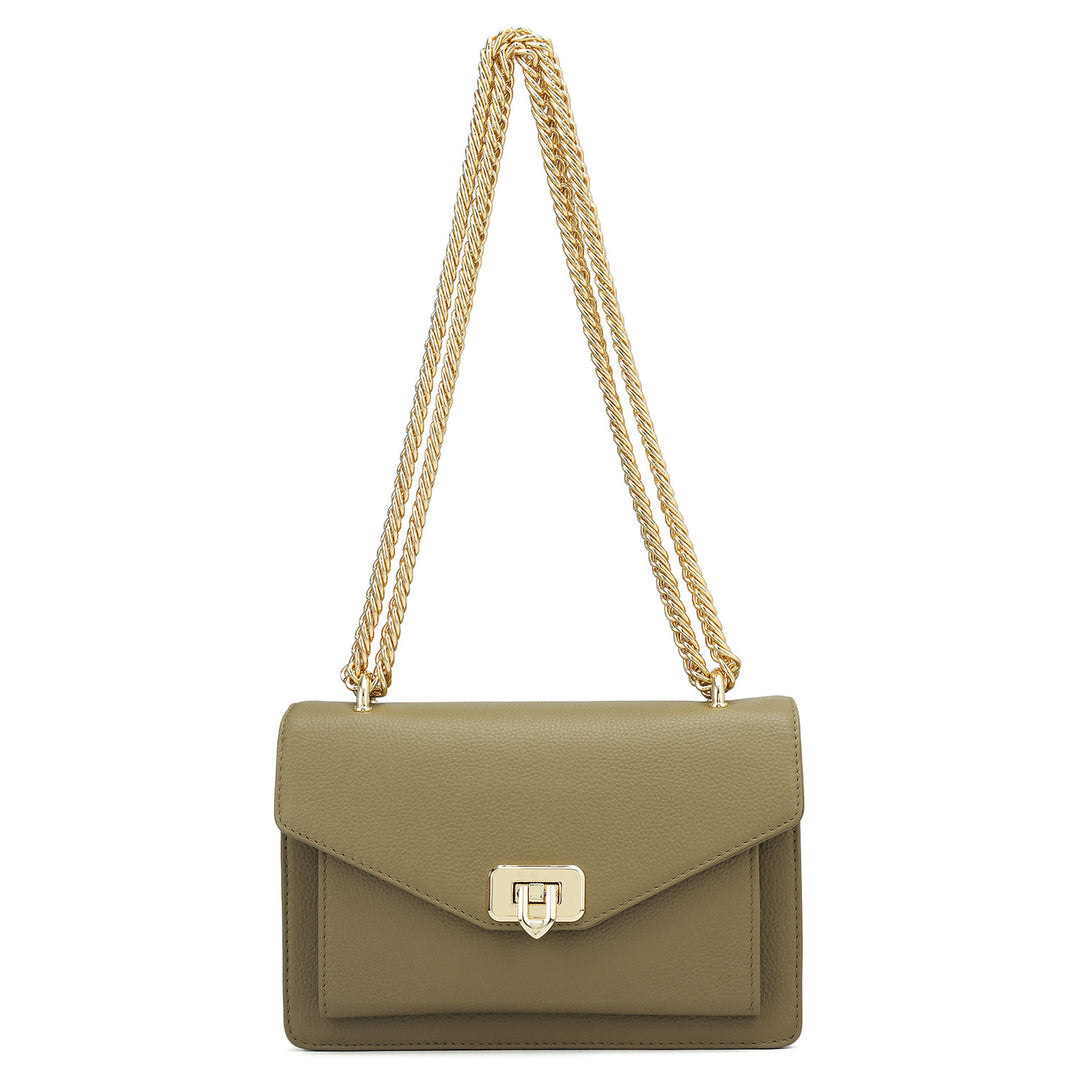 Small Wax Leather Shoulder Bag - Olive