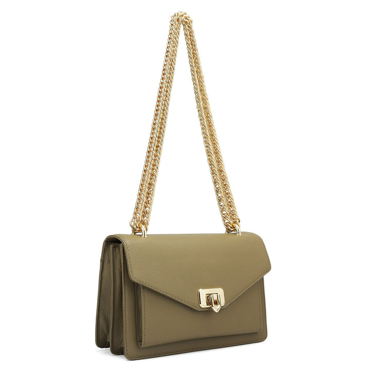 Small Wax Leather Shoulder Bag - Olive