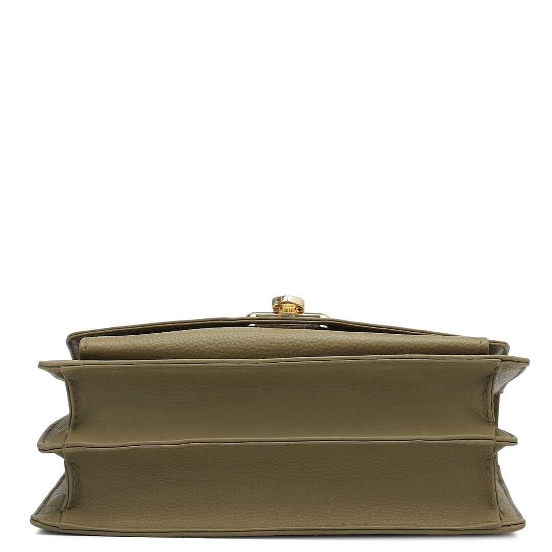 Small Wax Leather Shoulder Bag - Olive