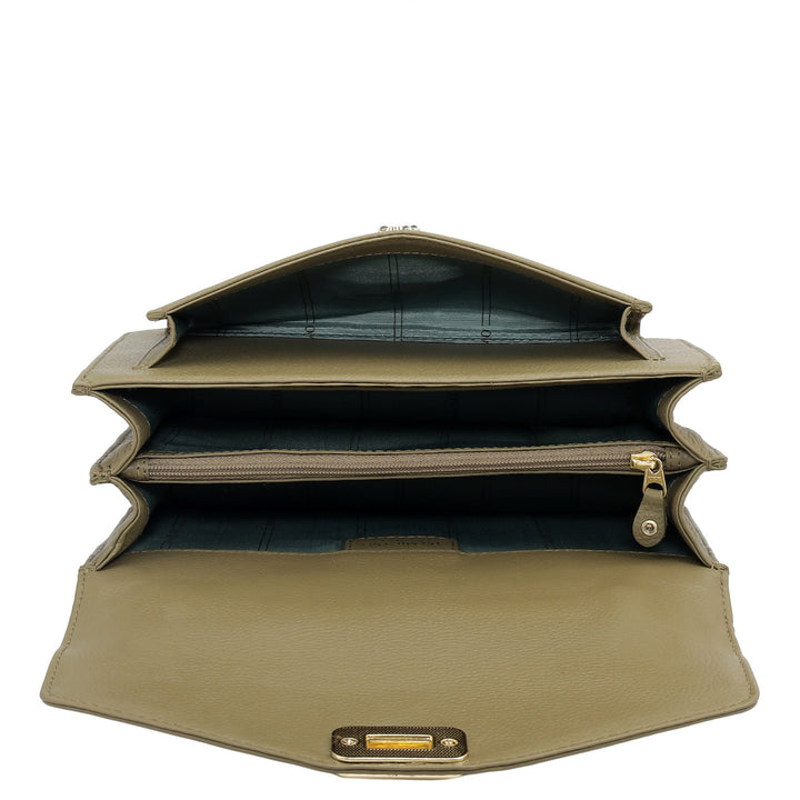 Small Wax Leather Shoulder Bag - Olive