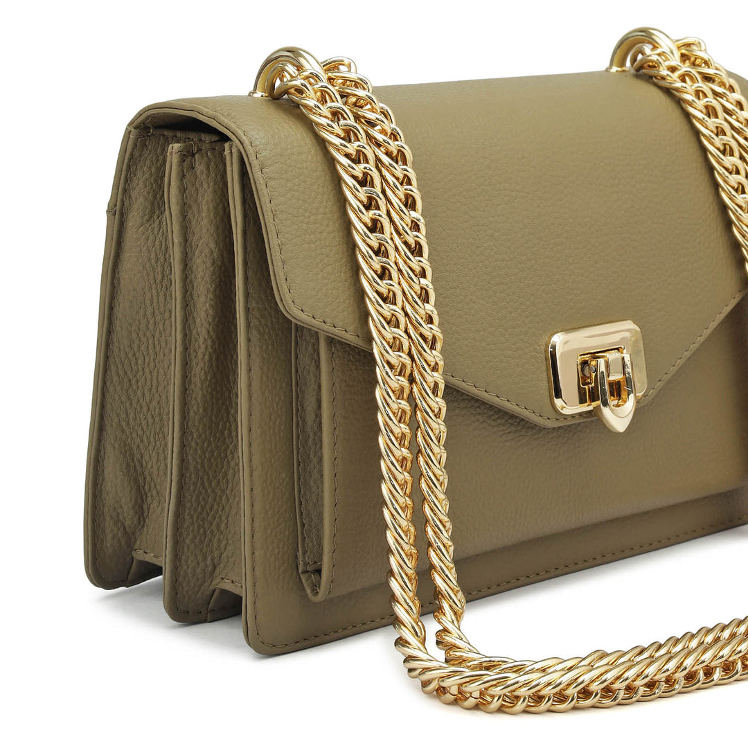 Small Wax Leather Shoulder Bag - Olive