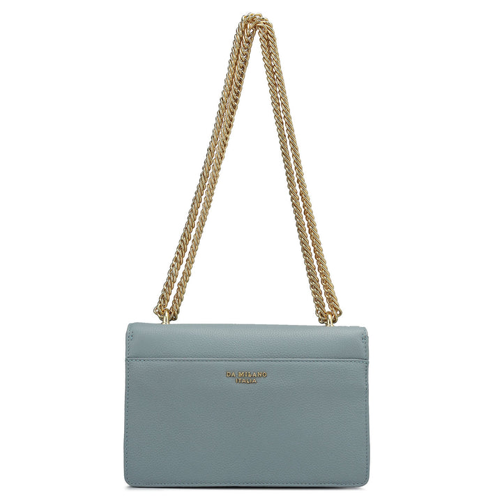 Small Wax Leather Shoulder Bag - Sky Blue