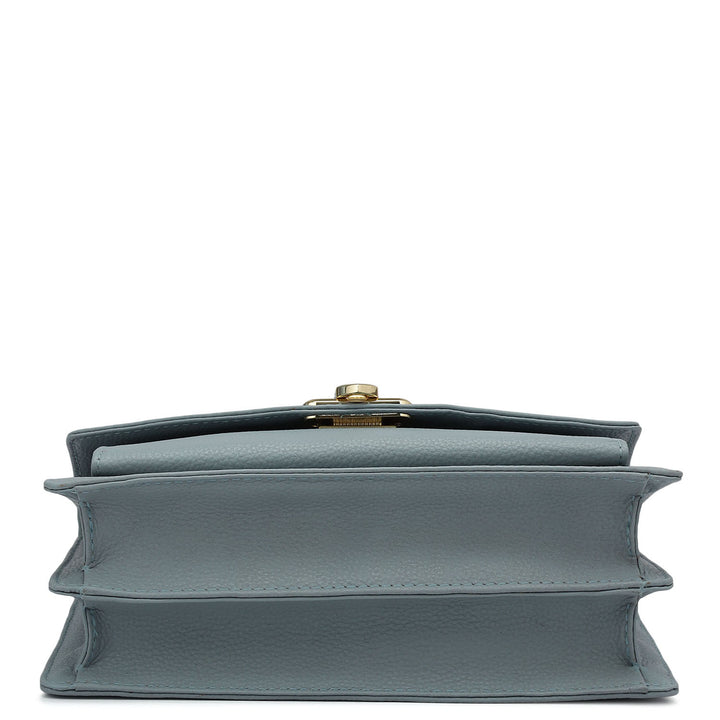 Small Wax Leather Shoulder Bag - Sky Blue