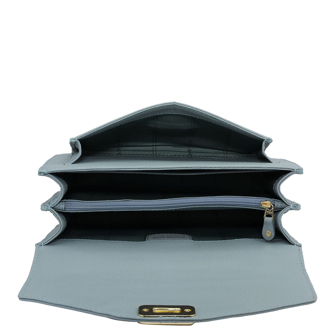 Small Wax Leather Shoulder Bag - Sky Blue