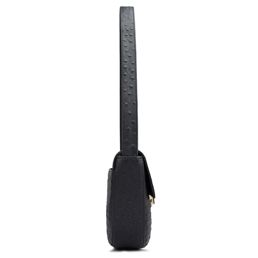 Small Franzy Leather Baguette - Black
