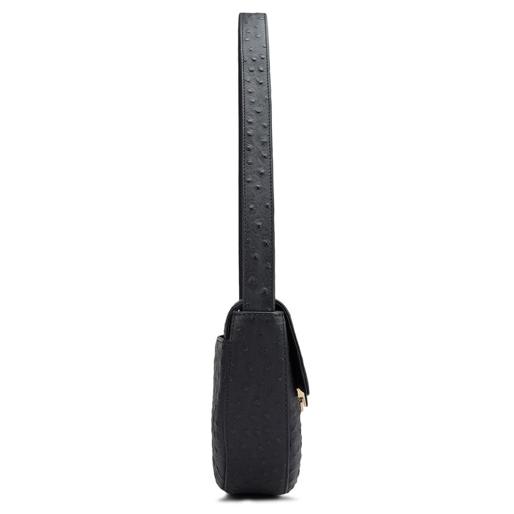 Small Franzy Leather Baguette - Black