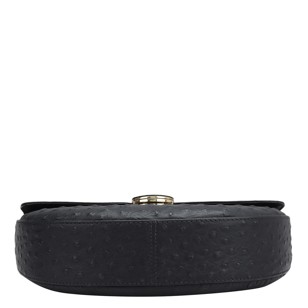 Small Franzy Leather Baguette - Black