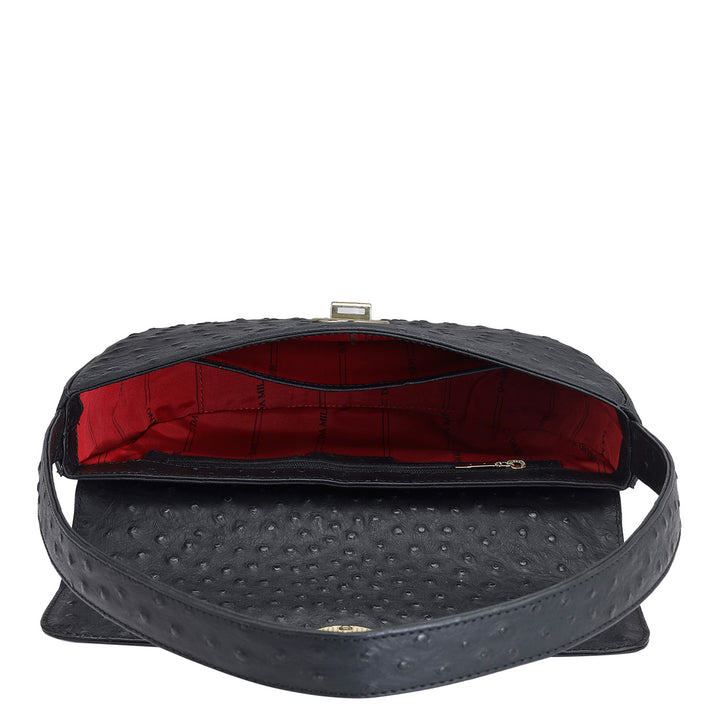 Small Franzy Leather Baguette - Black