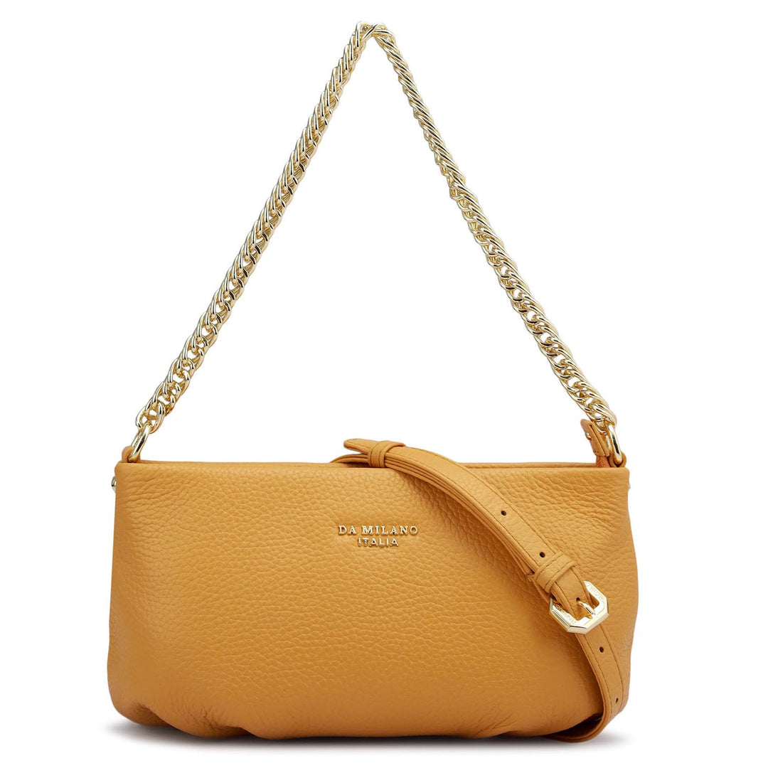 Small Wax Leather Shoulder Bag - Apricot Crush