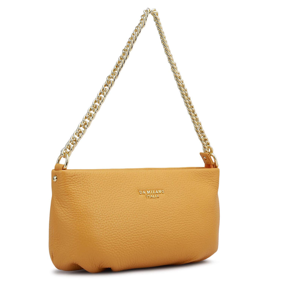 Small Wax Leather Shoulder Bag - Apricot Crush