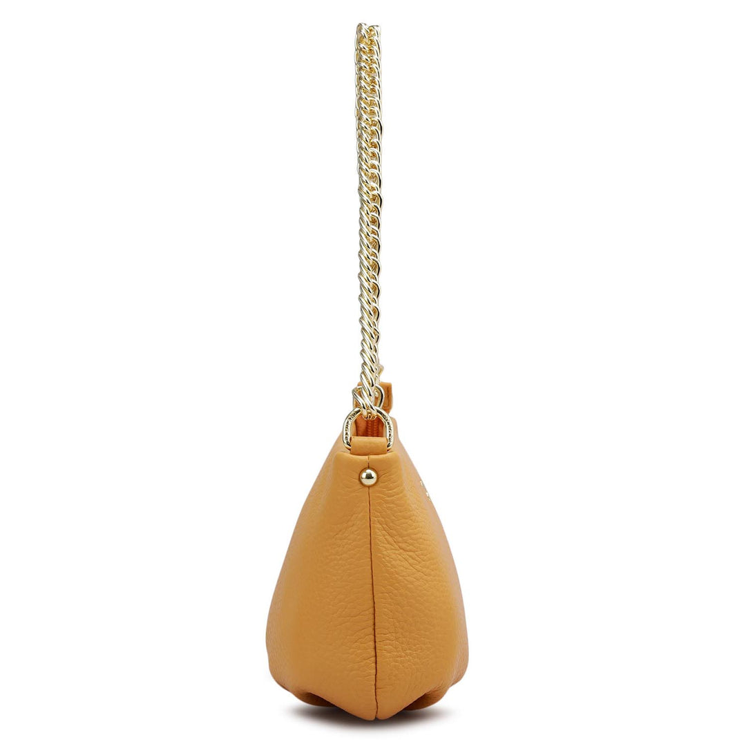 Small Wax Leather Shoulder Bag - Apricot Crush