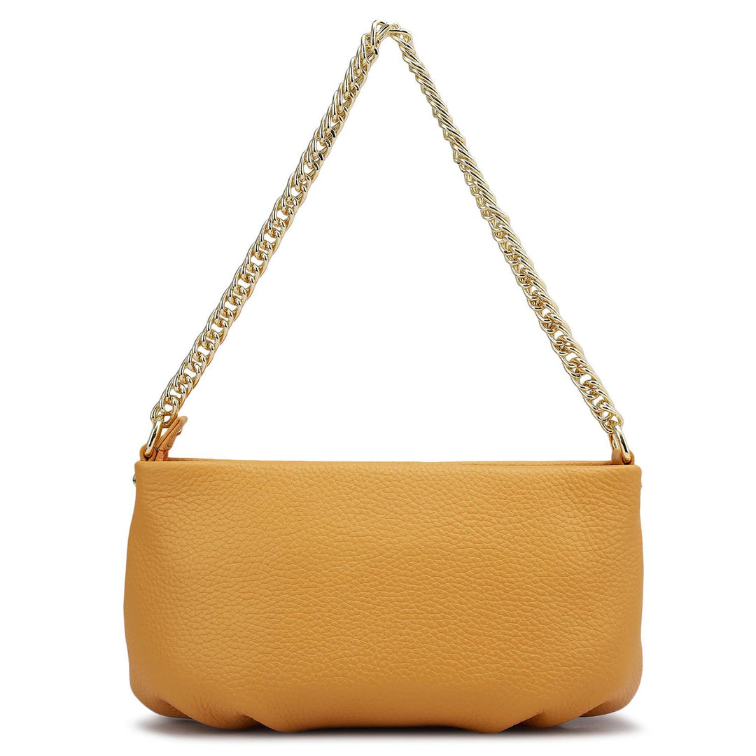 Small Wax Leather Shoulder Bag - Apricot Crush